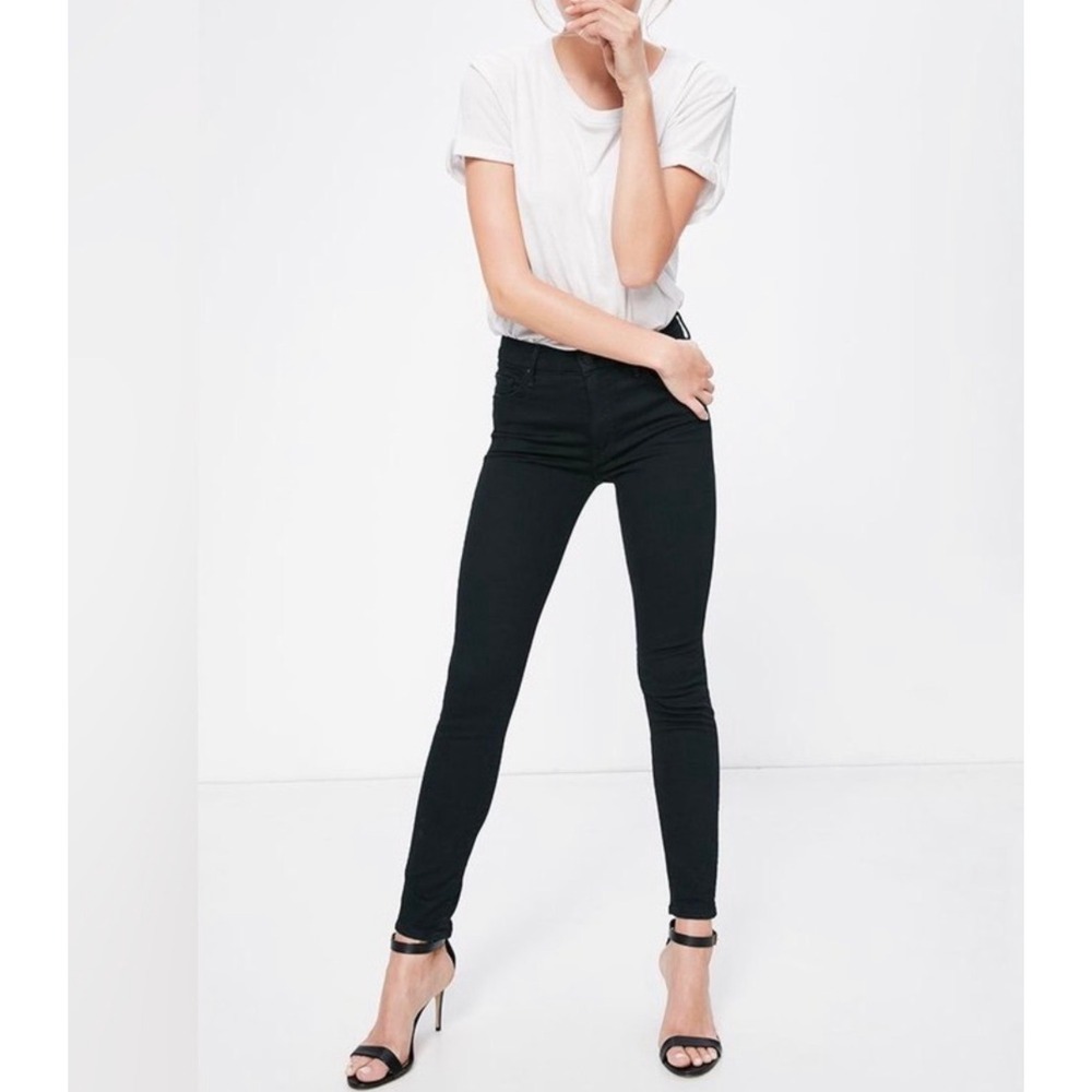 MOTHER The Looker Straight Jeans Not Guilty Black Denim sz28 1001N-18 stretchy